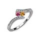 4 - Eleni Rhodolite Garnet and Citrine with Side Diamonds Bypass Ring 