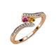 4 - Eleni Rhodolite Garnet and Citrine with Side Diamonds Bypass Ring 