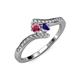 4 - Eleni Rhodolite Garnet and Iolite with Side Diamonds Bypass Ring 