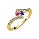 4 - Eleni Rhodolite Garnet and Iolite with Side Diamonds Bypass Ring 