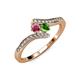 4 - Eleni Rhodolite and Green Garnet with Side Diamonds Bypass Ring 