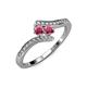 4 - Eleni Rhodolite Garnet with Side Diamonds Bypass Ring 