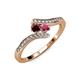 4 - Eleni Red and Rhodolite Garnet with Side Diamonds Bypass Ring 