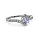 3 - Eleni Round Diamond and Tanzanite with Side Diamonds Bypass Ring 