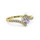 3 - Eleni Round Diamond and Tanzanite with Side Diamonds Bypass Ring 
