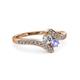 3 - Eleni Round Diamond and Tanzanite with Side Diamonds Bypass Ring 
