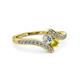 3 - Eleni Round Yellow and White Diamond with Side Diamonds Bypass Ring 