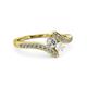 3 - Eleni Round Diamond and White Sapphire with Side Diamonds Bypass Ring 