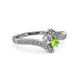 3 - Eleni Round Diamond and Peridot with Side Diamonds Bypass Ring 