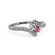 3 - Eleni Round Diamond and Rhodolite Garnet with Side Diamonds Bypass Ring 