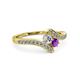 3 - Eleni Round Diamond and Amethyst with Side Diamonds Bypass Ring 