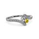 3 - Eleni Round Diamond and Yellow Sapphire with Side Diamonds Bypass Ring 