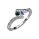 4 - Eleni Emerald and Tanzanite with Side Diamonds Bypass Ring 