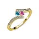 4 - Eleni London Blue Topaz and Pink Sapphire with Side Diamonds Bypass Ring 