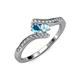 4 - Eleni London Blue Topaz and Aquamarine with Side Diamonds Bypass Ring 