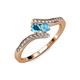 4 - Eleni London Blue Topaz and Blue Topaz with Side Diamonds Bypass Ring 