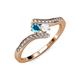 4 - Eleni London Blue Topaz and White Sapphire with Side Diamonds Bypass Ring 