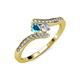 4 - Eleni London Blue Topaz and Diamond with Side Diamonds Bypass Ring 