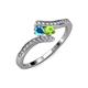 4 - Eleni London Blue Topaz and Peridot with Side Diamonds Bypass Ring 