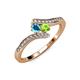 4 - Eleni London Blue Topaz and Peridot with Side Diamonds Bypass Ring 
