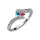 4 - Eleni London Blue Topaz and Rhodolite Garnet with Side Diamonds Bypass Ring 