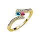 4 - Eleni London Blue Topaz and Rhodolite Garnet with Side Diamonds Bypass Ring 