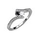4 - Eleni Black Diamond and White Sapphire with Side Diamonds Bypass Ring 