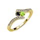4 - Eleni Black Diamond and Peridot with Side Diamonds Bypass Ring 