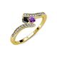 4 - Eleni Black Diamond and Amethyst with Side Diamonds Bypass Ring 