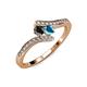 4 - Eleni Black Diamond and London Blue Topaz with Side Diamonds Bypass Ring 
