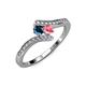 4 - Eleni Blue Diamond and Pink Tourmaline with Side Diamonds Bypass Ring 