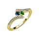 4 - Eleni Blue Diamond and Green Garnet with Side Diamonds Bypass Ring 