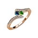 4 - Eleni Blue Diamond and Green Garnet with Side Diamonds Bypass Ring 