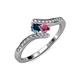 4 - Eleni Blue Diamond and Rhodolite Garnet with Side Diamonds Bypass Ring 