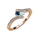 4 - Eleni Blue Diamond and Aquamarine with Side Diamonds Bypass Ring 