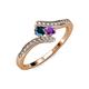 4 - Eleni Blue Diamond and Amethyst with Side Diamonds Bypass Ring 