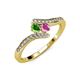 4 - Eleni Green Garnet and Pink Sapphire with Side Diamonds Bypass Ring 
