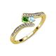 4 - Eleni Green Garnet and Aquamarine with Side Diamonds Bypass Ring 