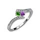 4 - Eleni Green Garnet and Amethyst with Side Diamonds Bypass Ring 
