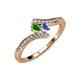 4 - Eleni Green Garnet and Tanzanite with Side Diamonds Bypass Ring 