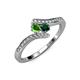 4 - Eleni Green Garnet and Emerald with Side Diamonds Bypass Ring 
