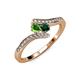 4 - Eleni Green Garnet and Emerald with Side Diamonds Bypass Ring 