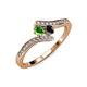 4 - Eleni Green Garnet and Black Diamond with Side Diamonds Bypass Ring 