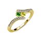 4 - Eleni Green Garnet and Yellow Diamond with Side Diamonds Bypass Ring 