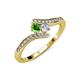 4 - Eleni Green Garnet and Diamond with Side Diamonds Bypass Ring 