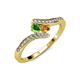 4 - Eleni Green Garnet and Citrine with Side Diamonds Bypass Ring 