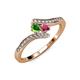 4 - Eleni Green and Rhodolite Garnet with Side Diamonds Bypass Ring 