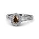 1 - Raisa Desire Smoky Quartz and Diamond Halo Engagement Ring 