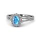 1 - Raisa Desire Blue Topaz and Diamond Halo Engagement Ring 