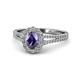 1 - Raisa Desire Iolite and Diamond Halo Engagement Ring 